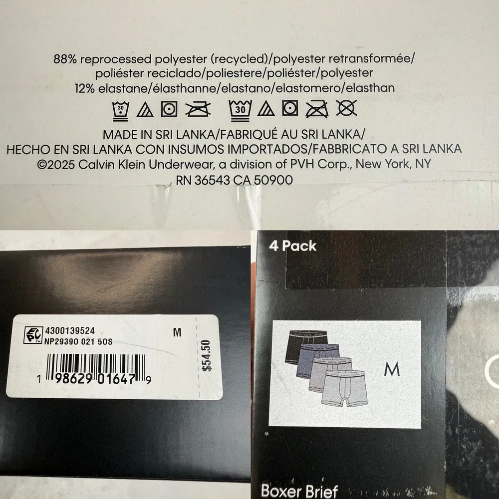 Calvin Klein Mens 4 Pack Microfiber Stretch Boxer Briefs Multicolor Wicking New